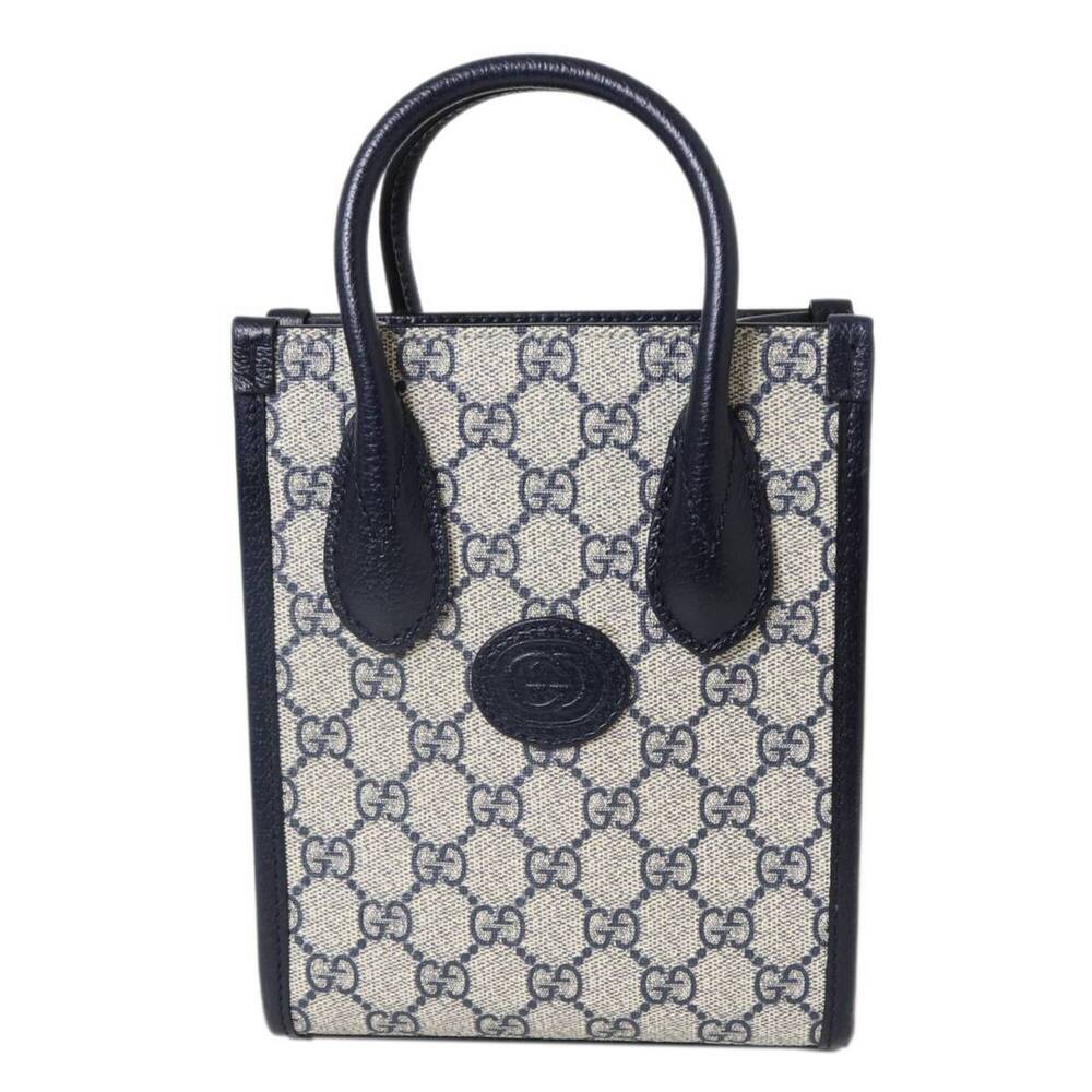 GUCCI 2-way Shoulder Bag / Handbag GG Supreme Beige x Black 671623